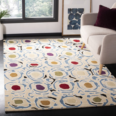Tapis géométrique en laine et en viscose touffeté à la main Candelo
