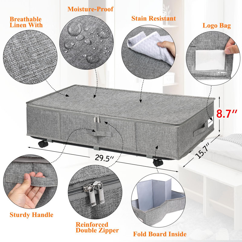 Ebern Designs Underbed Storage, Grey