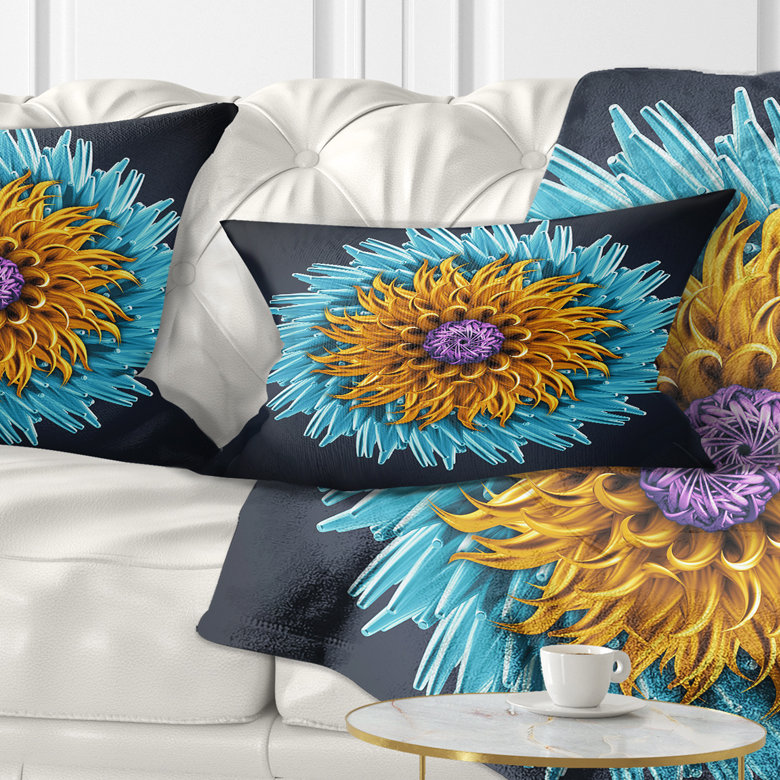 Coussin lombaire en fleur abstraite 3d flowerswork
