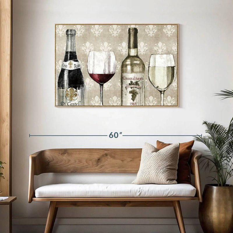 Crayon à vin III, Cadre flottant en bois naturel, 43 po x 29 po