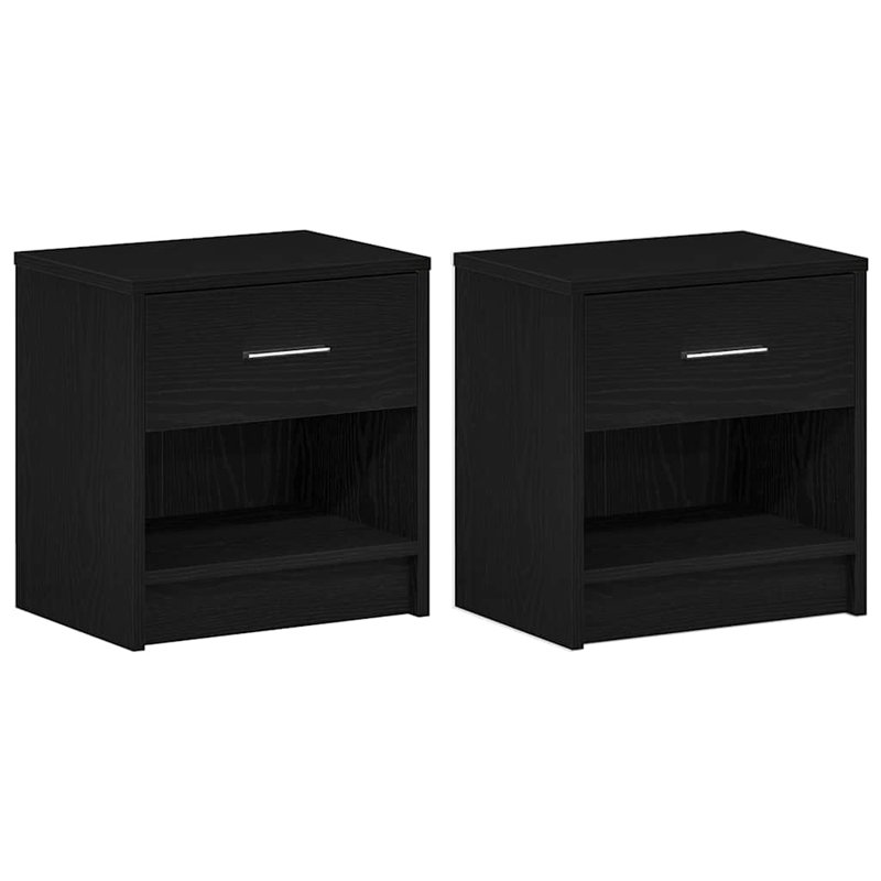 Bedside Cabinets With Drawer, Black, 2