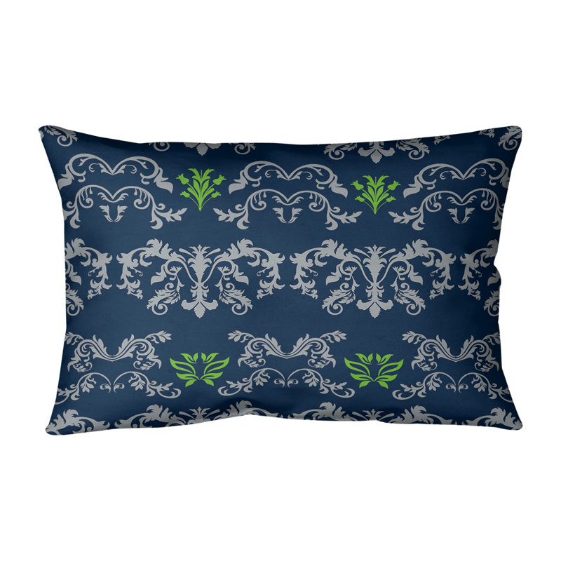 Housse de coussin Football Baroque, Gris loup / bleu marine universitaire / vert actio, Faux lin
