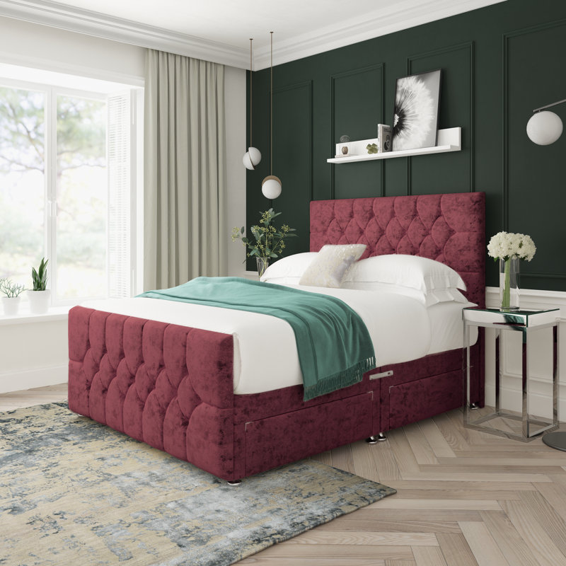 Divan Bed Base, No Drawers, Aubergine, Kingsize (5')