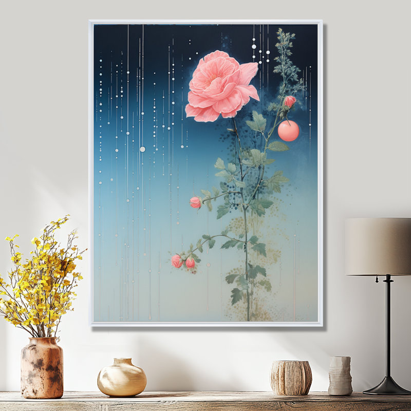 Rose céleste céleste - reproduction d'art mural rose, H 20 po x l 12 po x P 1 po, Toile encadrée flottée blanche