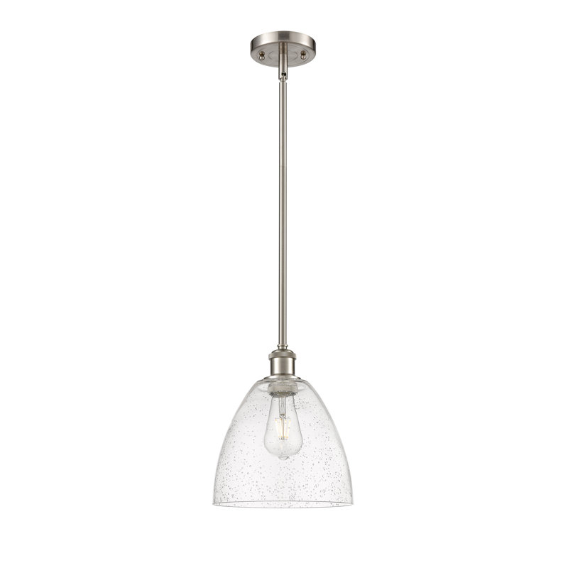 1 - Light Single Drop Pendant Pendant, Brushed Satin Nickel