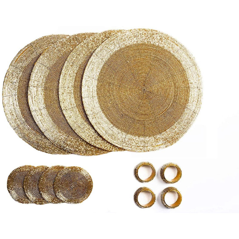 Dex Glass No Pattern Round Placemat, Gold