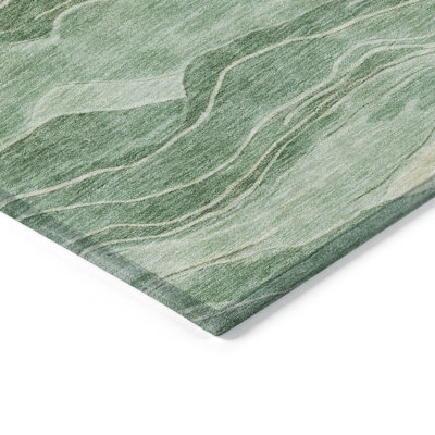 Tapis intérieur / extérieur vert lavable à la machine 1 pi 8 po x 2 pi 6 po Christain ACN1248