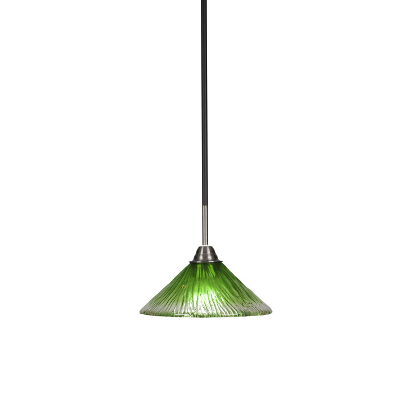 Averyon Paramount Stem Hung Pendant Glass, Teal Crystal, 57.75" H x 12" W x 12" D, Matte Black/Brass