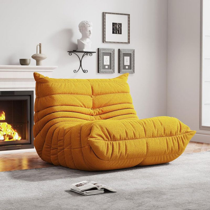 Bean Bag Chair, Fireside Chair, Large Bean Bag Chair For Adults, Bean Bag Chairs For Teens With High-Resilience Foam, Non-Slip Base Floor Lounge Sofa,Living Room (Single)
