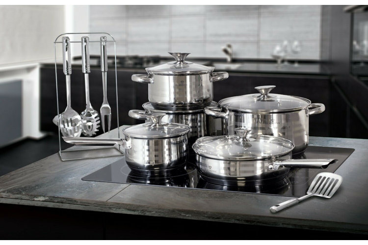 stainless steel cookware on an electric stovetop