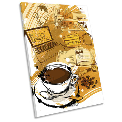 Coffee Shop Cup Café - Wrapped Canvas Painting