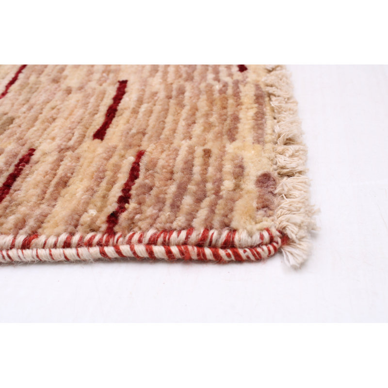 Tapis brun clair en laine noué à la main 5 pi 6 po x 8 pi Aleksej