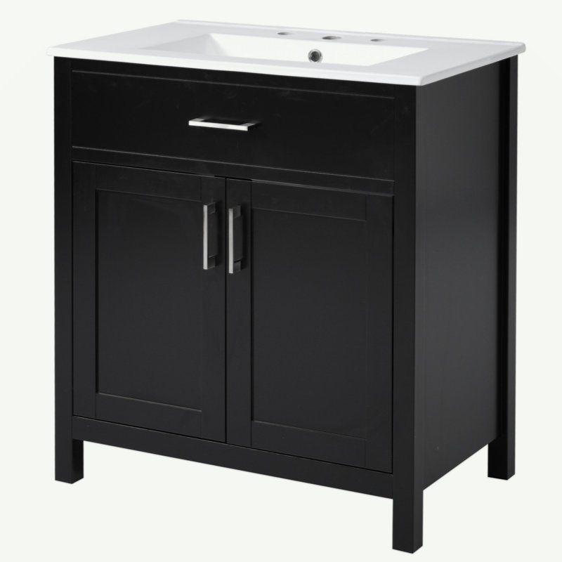 Meuble-lavabo de 30 pouces avec lavabo en céramique et beaucoup de rangement - le choix parfait pour les petites salles de bain