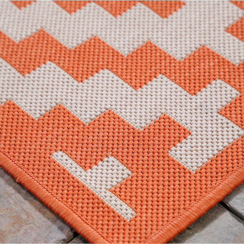 Tapis intérieur / extérieur orange Bellago, Rectangle 6 pi x 9 pi