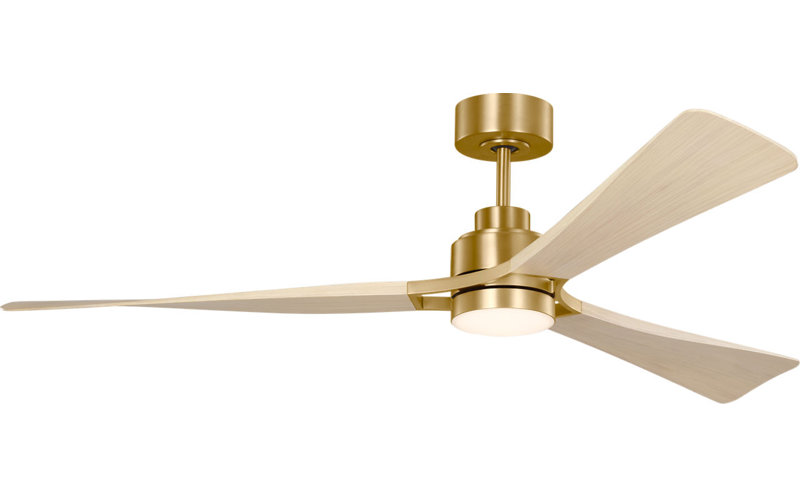 Trillium Smart 60 LED Ceiling Fan, Burnished Brass, Washed White Oak
