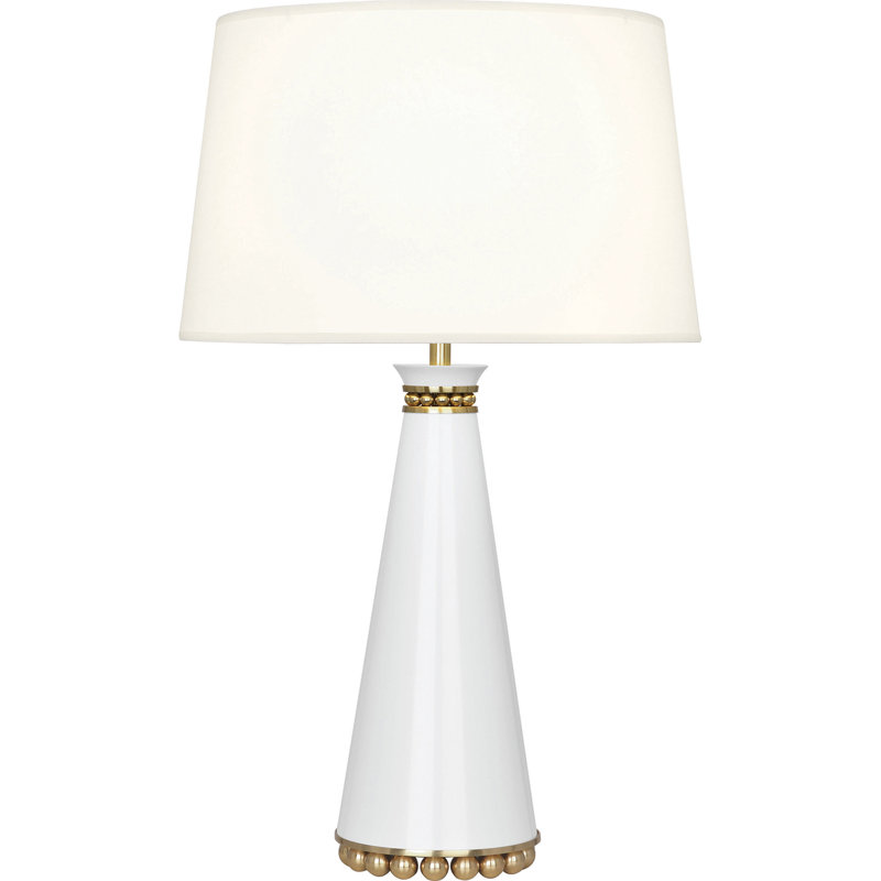 Pearl Metal Table Lamp, Lily Modern Brass/White