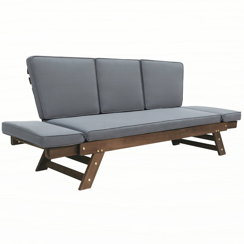 Canapé de patio réglable en bois, Gris, Brun