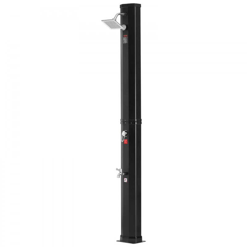 Tall Black Aluminum Outdoor Solar Heated Shower