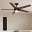 Ventilateur de plafond noir mat Jet5 de 52 po avec pales réversibles en noyer / noir, lumière DEL et télécommande-1854644947-1854644948