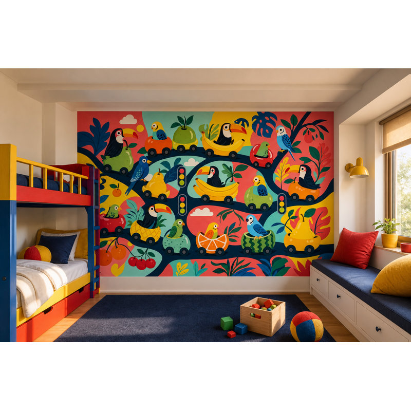 Décoration murale perroquet amovible, 160 po x 108 po, Texturé non collé