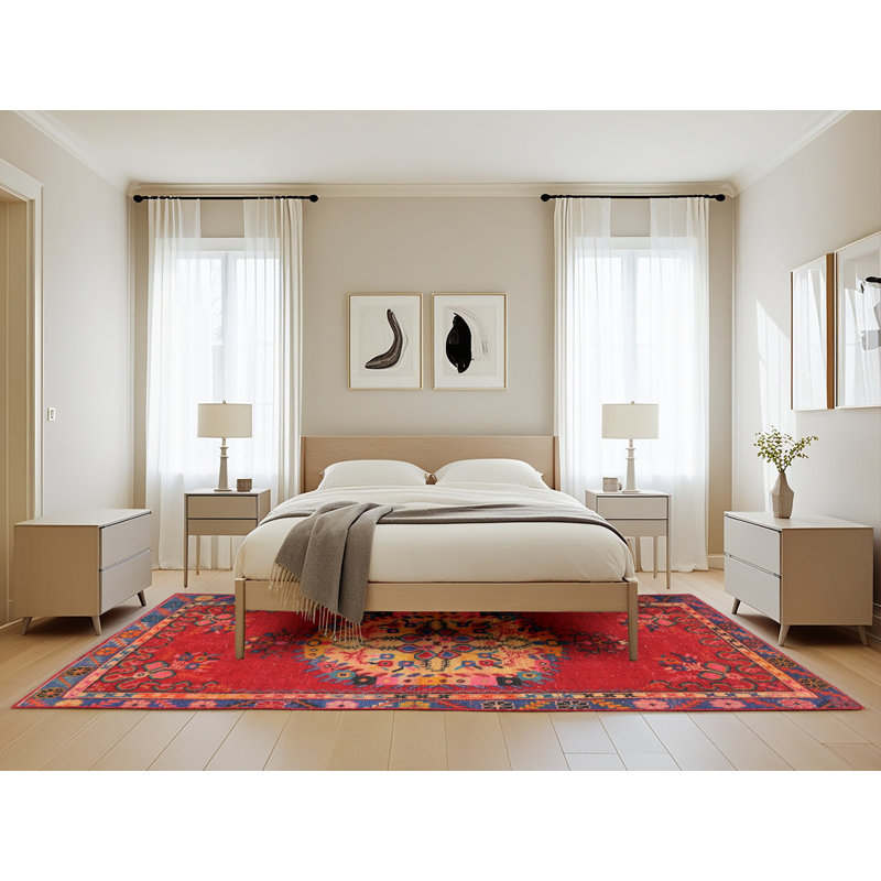 Tapis oriental rouge / bleu / beige, Rectangle 5 pi x 8 pi
