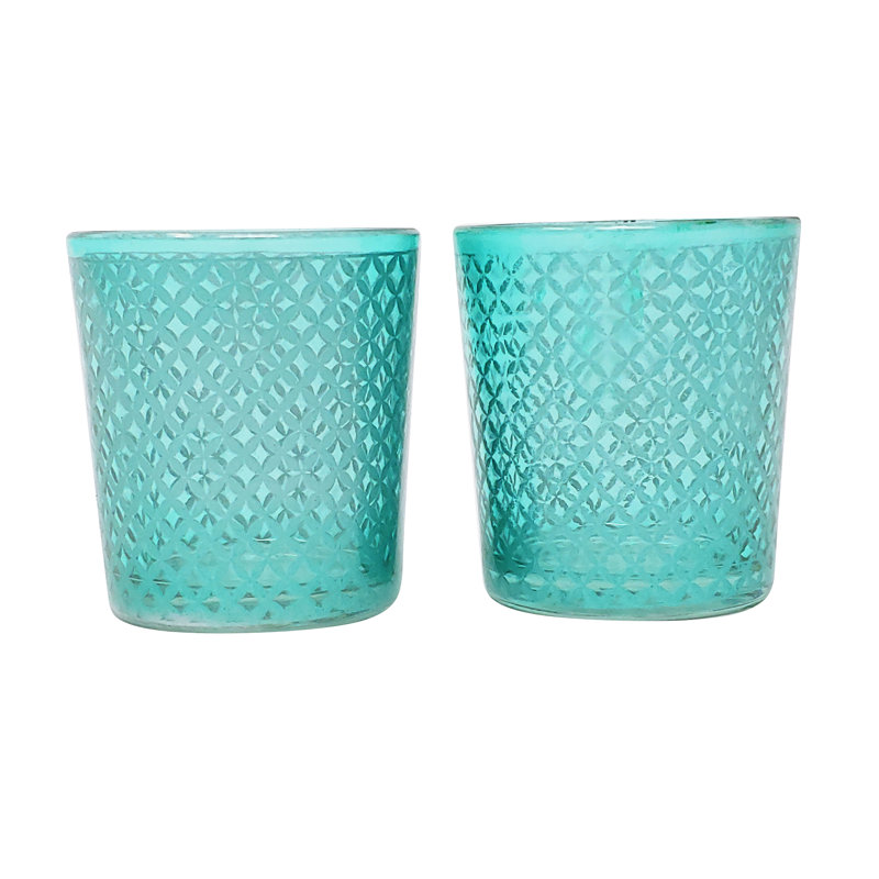 3'' H Glass Tabletop Votive Holder, Aqua Blue