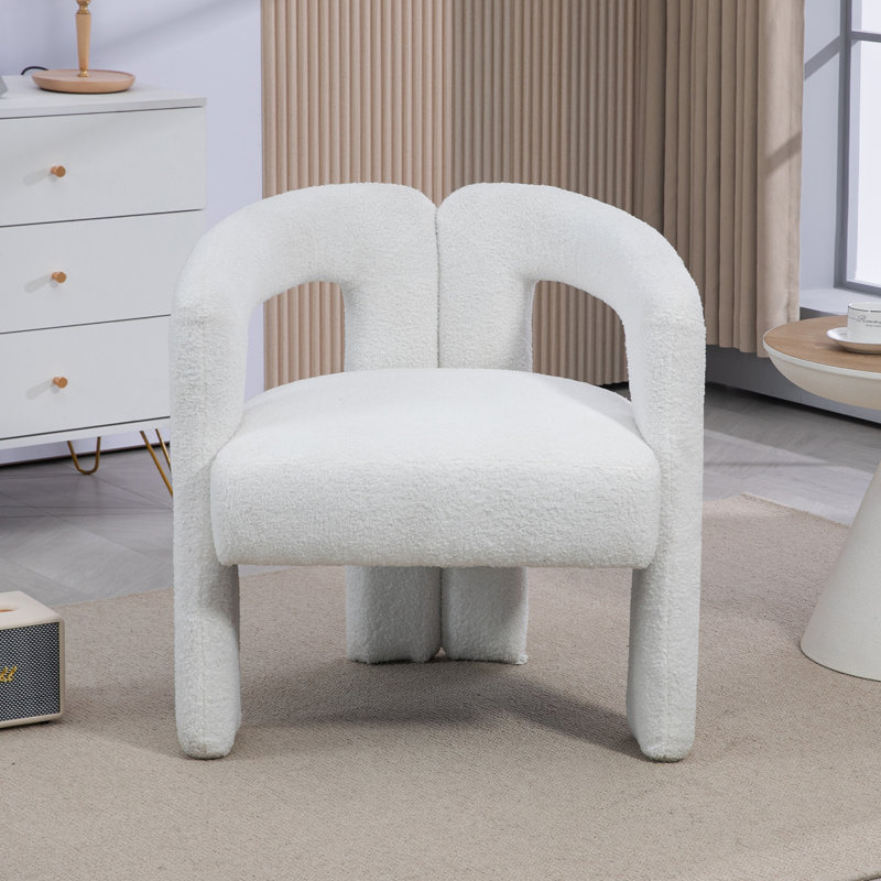 Fauteuil demi-tonneau Jinnie, Peluche beige