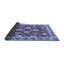 Tapis bleu / noir en laine et polyester tissé à la machine Iria
