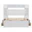 Grand lit en bois avec armoire tout-en-un, tablette et prises, blanc-229919731