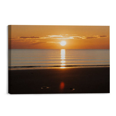 «Orange Coastal Sunrise», peinture murale 24 po x 18 po pour décoration de salle de bain