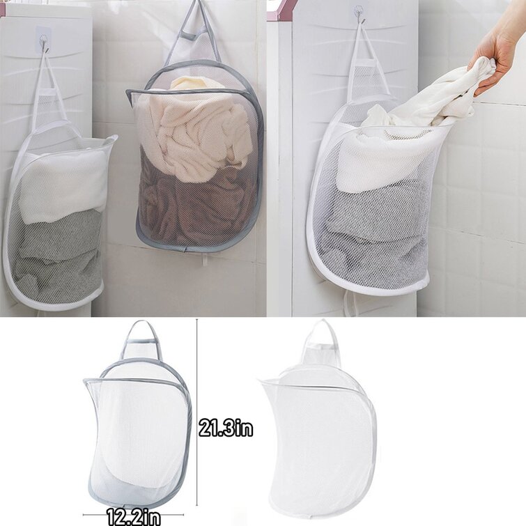 Large Mesh Pop-Up Laundry Basket, Collapsible Laundry Hamper with Carry  Handles