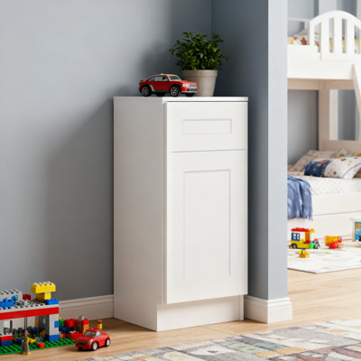 White Shaker Solid Wood Single Door Base Cabinet,for Kitchen, Laundry,and Bathroom Storage Adjustable Shelves Ready to Assemble (12" Wx34.5 Hx24 D)