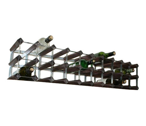 Felica 30 Bottle Floor Wine Bottle Rack, Dark Oak Stained Pine / Galvanised Steel