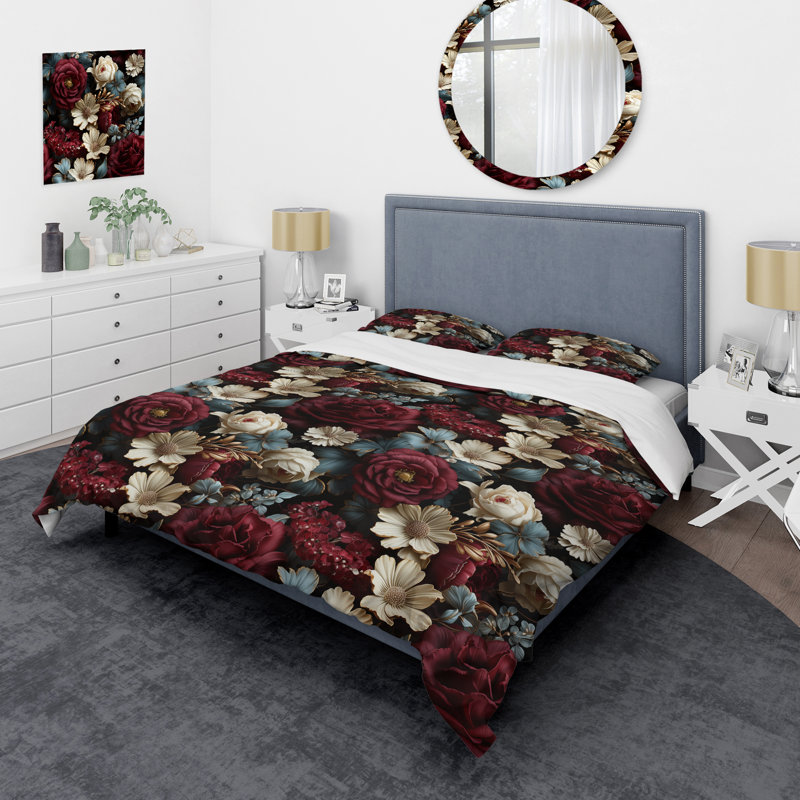Navah Renaissance Revival Victorian Pattern VIII - Floral Duvet Cover Set - Microfiber Polyester