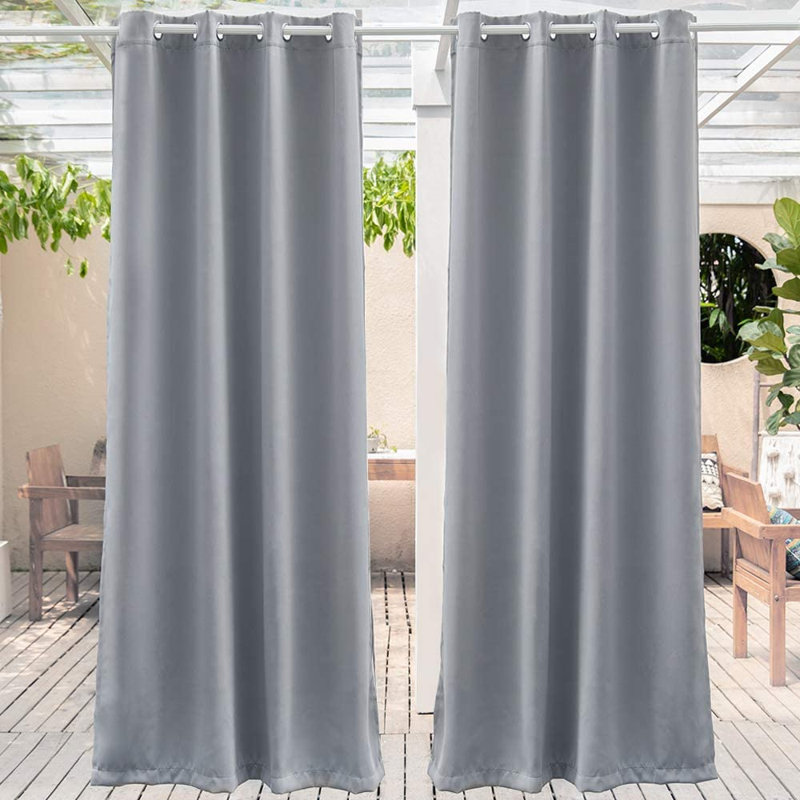 Panneau de rideau simple uni occultant et isolant avec œillets, Gris espace, L 52 po x L 108 po