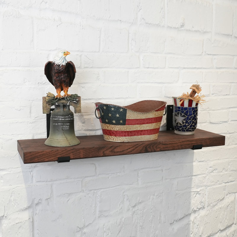 Floating Shelves, USA Grown Solid Hardwood, Dark Brown Wood, 1.5" H x 36" W x 7.5" D
