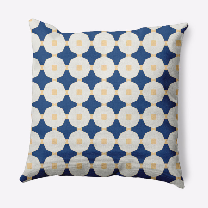 Coussin décoratif intérieur / extérieur Up, Bleu cobalt foncé / jaune, 20 po x 20 po