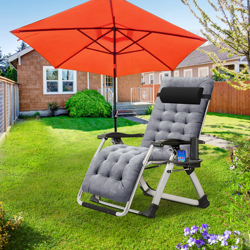 Zero Gravity Chair Lawn Recliner Reclining Patio Lounger Chair, Light Gray/Black