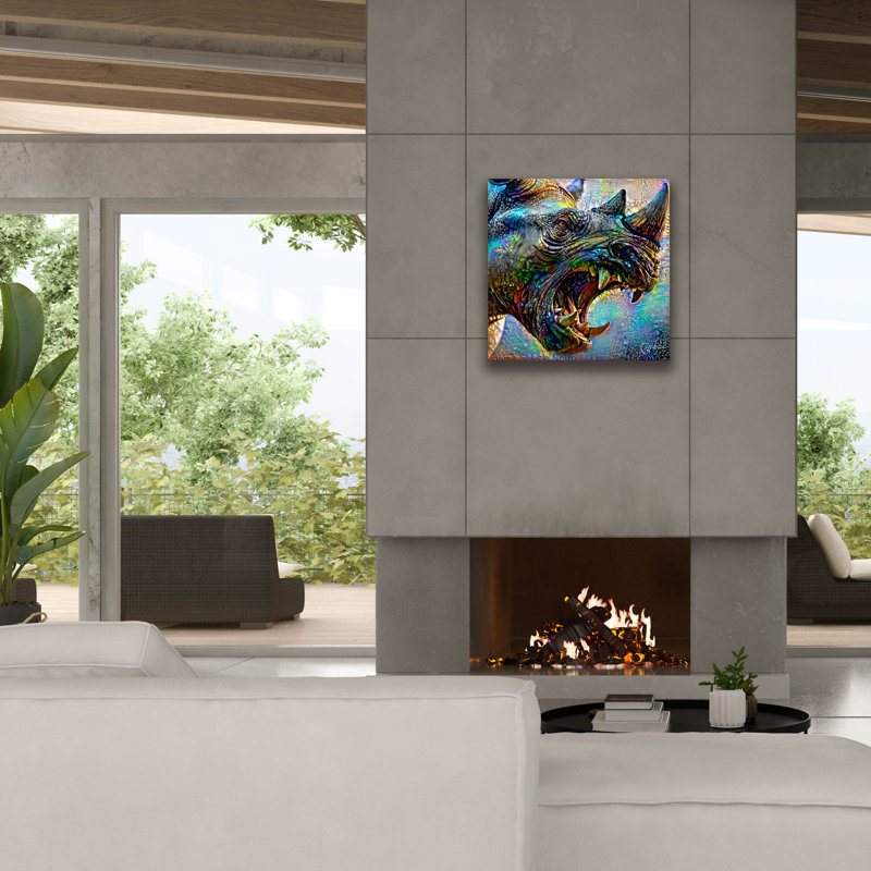  «Angry Rhino» par Pedro Gavidia, art mural sur toile, 26 po x 26 po, H 26 po x l 26 po