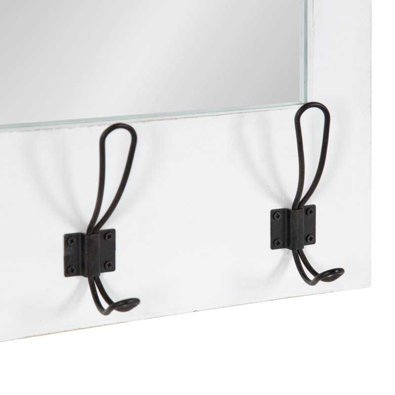 Dayanah Mirror with Hooks, White