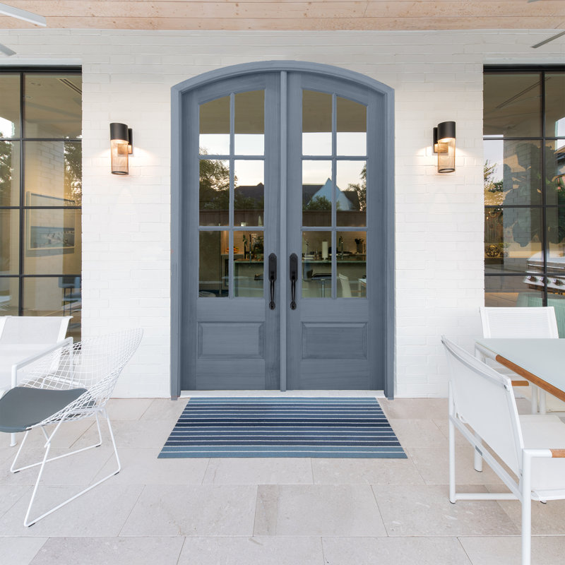 Porte d'entrée prémontée en acajou brut plaqué Acadian par paire Prestige, H 96 po x l 60 po x P 1,75 po