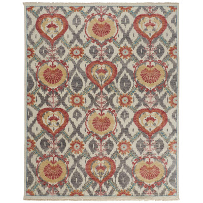 Beall Wool Oriental Area Rug in Orange