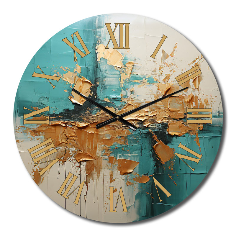 Horloge murale turquoise Tranquility III - paysage abstrait, Moyenne