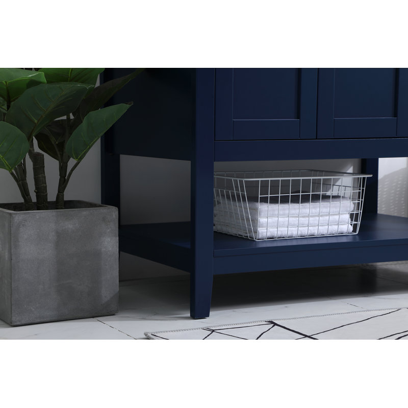 Scottsbluff 36'' Single Bathroom Vanity with Engineered Marble Top, Blue