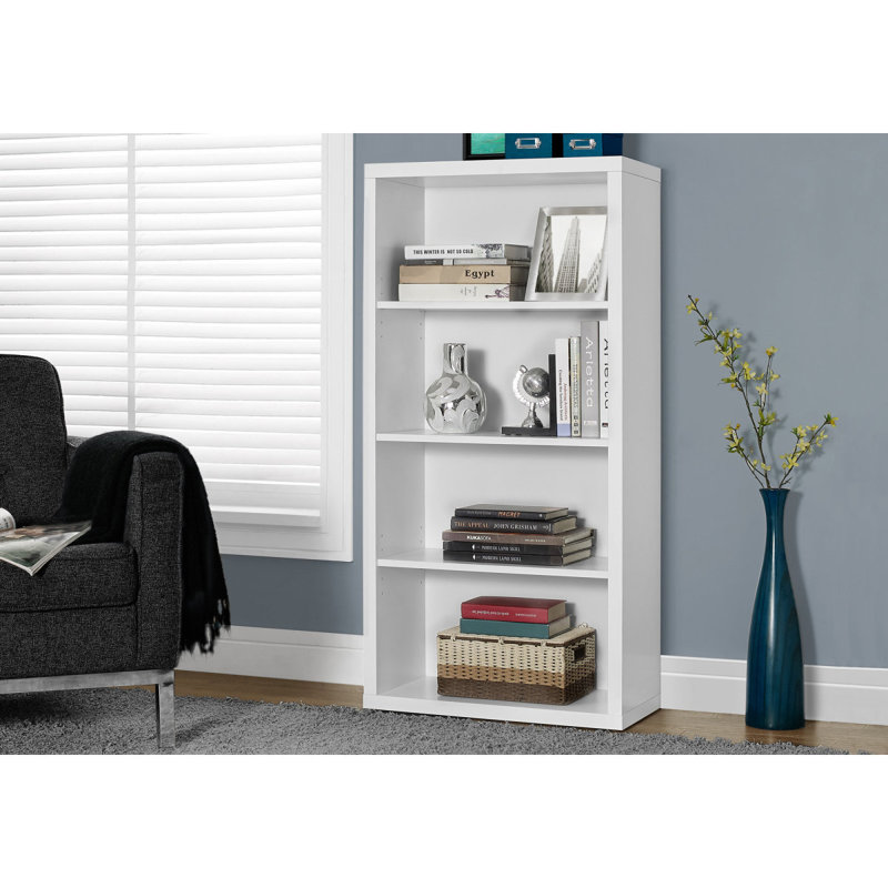 Bibliothèque polyvalente à 5 niveaux en stratifié pour le bureau et la chambre à coucher Design contemporain et moderne, Gris