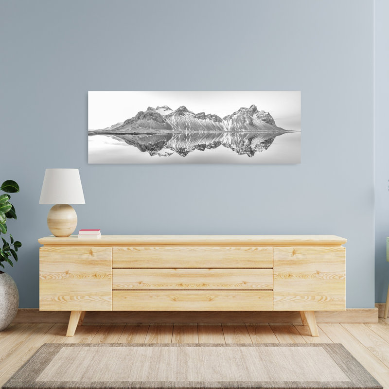 Dramatic Mountain Reflections Dramatic Serene Tranquil Landscape Mountain, art mural, H 48 po x l 16 po