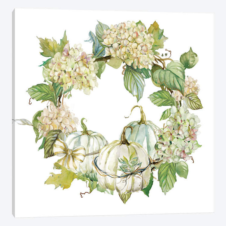 " End Of Summer: Wreath " by Carol Robinson, 12" H x 12" W x 0.75" D, No Mat, Wrapped Canvas