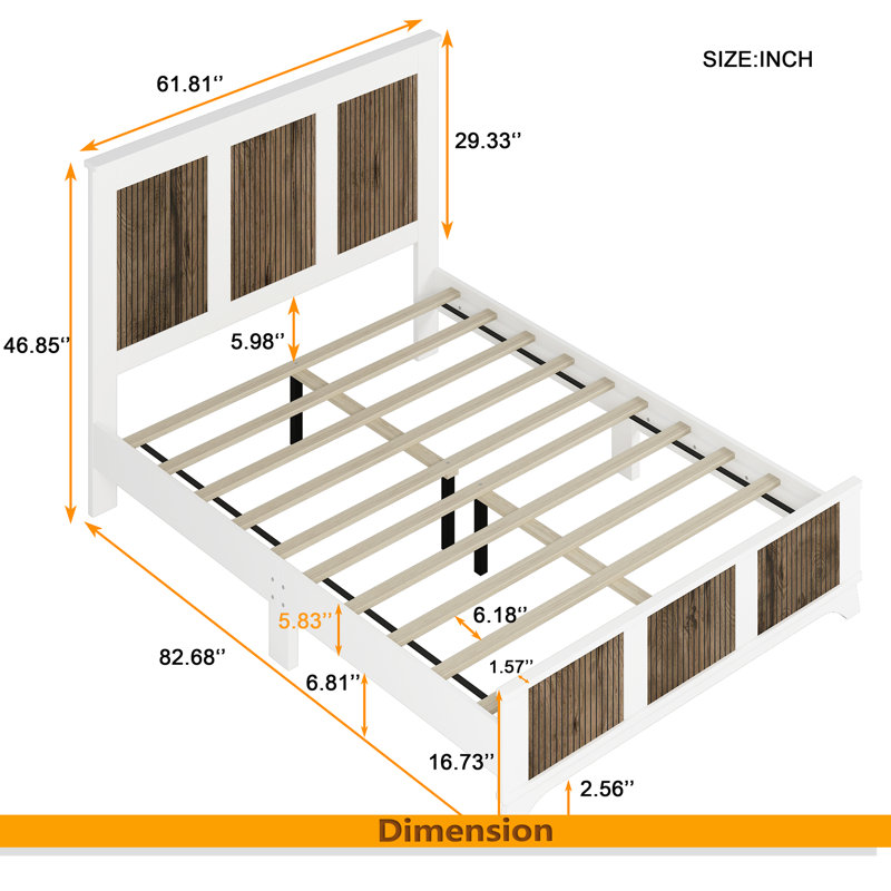 Lit plateforme Farmhouse, Blanc, Grand lit