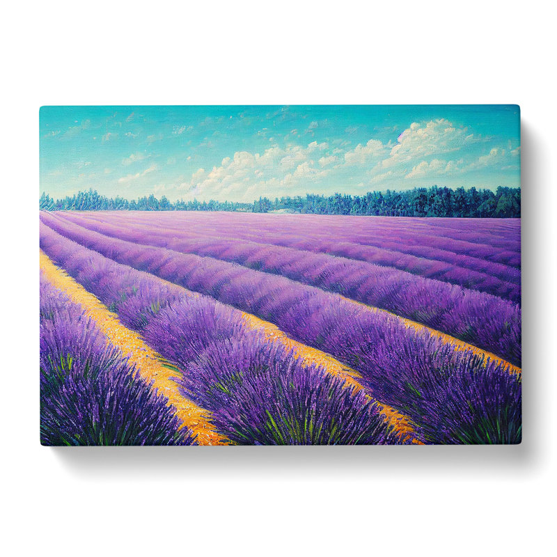 Alluring Lavender Flower Field - Wrapped Canvas, 40cm H x 60cm W x 3cm D