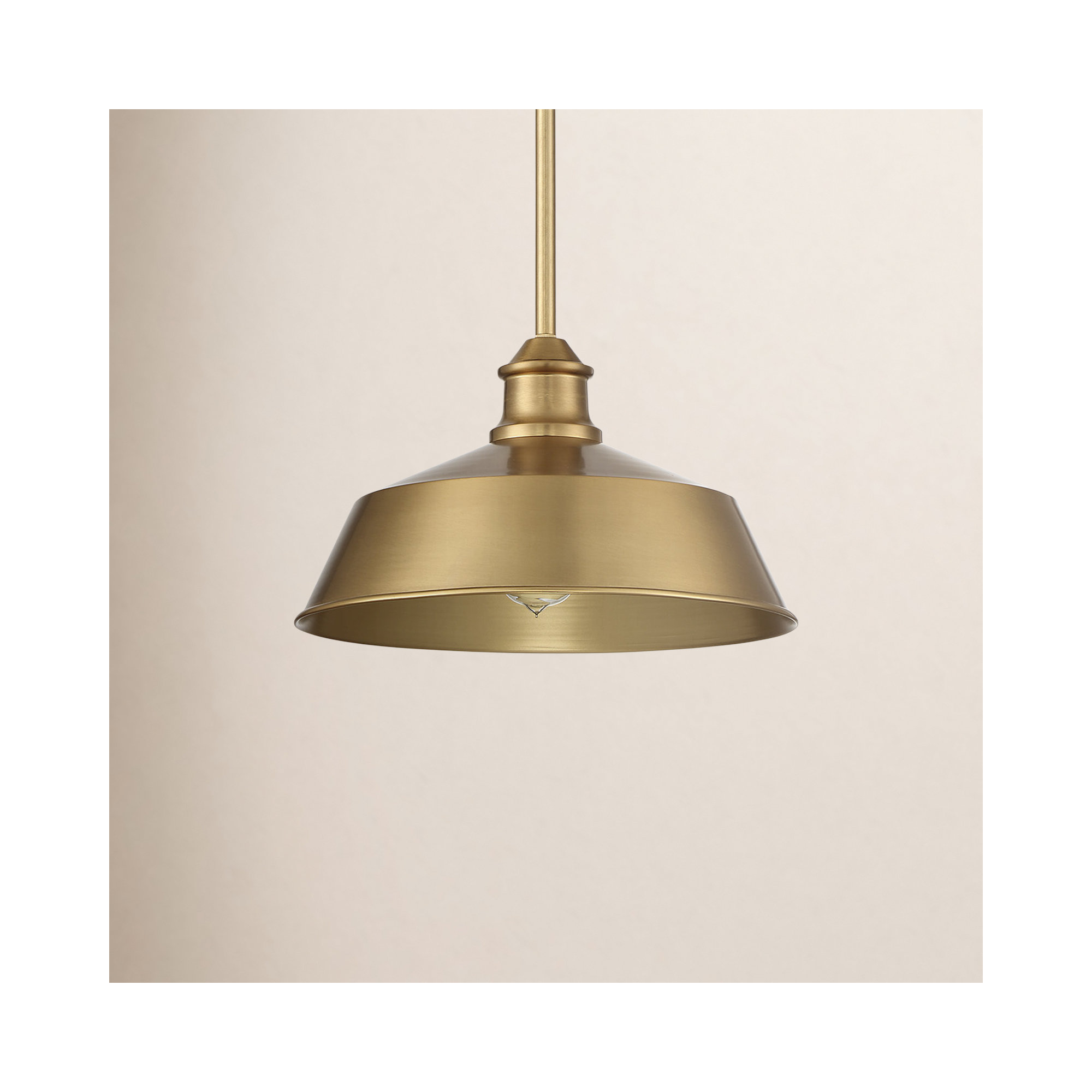 Jeb Single Light Metal Dimmable Pendant, Natural Brass
